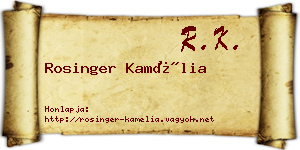 Rosinger Kamélia névjegykártya